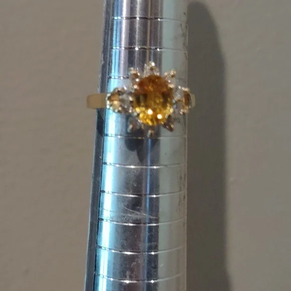 Yellow Sapphire, Natural Diamond Ring Set In 14kt Yellow Gold - Picture 9 of 11